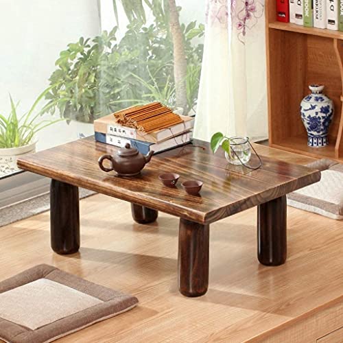 Table basse multifonction YangRy en bois massif brûlé style rétro noble - 4