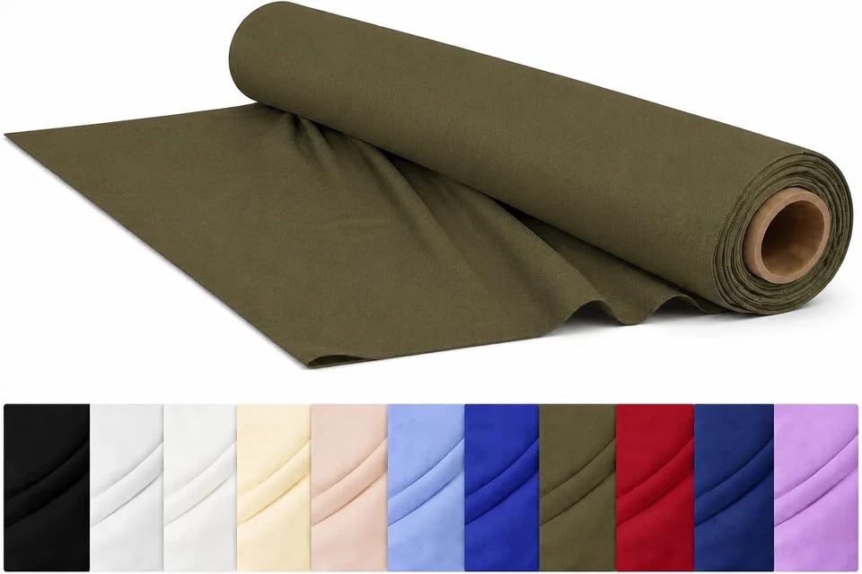 CraftsFabrics Plain Dyed Homespun Cotton Fabric – 100% Cotton – 110cm Wide – Soft Woven Craft Fabric for Sewing, Quilting, Dressmaking, Crafts & Home Décor (Olive, 1 Metre)