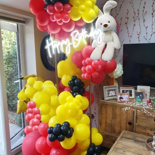 Image of Red Black Yellow Balloons, 60 Pcs 12 Inch Energy Lightning Theme Balloons for Kids Adventure Birthday Party, Game Action Baby Shower Decorations