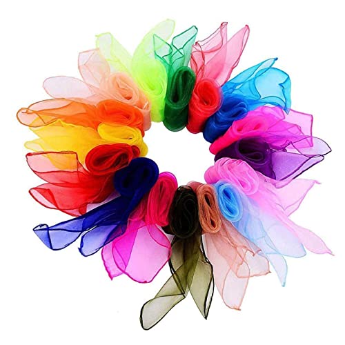 20 Colors Dance Scarves (28'' by 28''), Solid Color Juggling Scarves Square Magic Scarves Women's Handkerchief Scarf