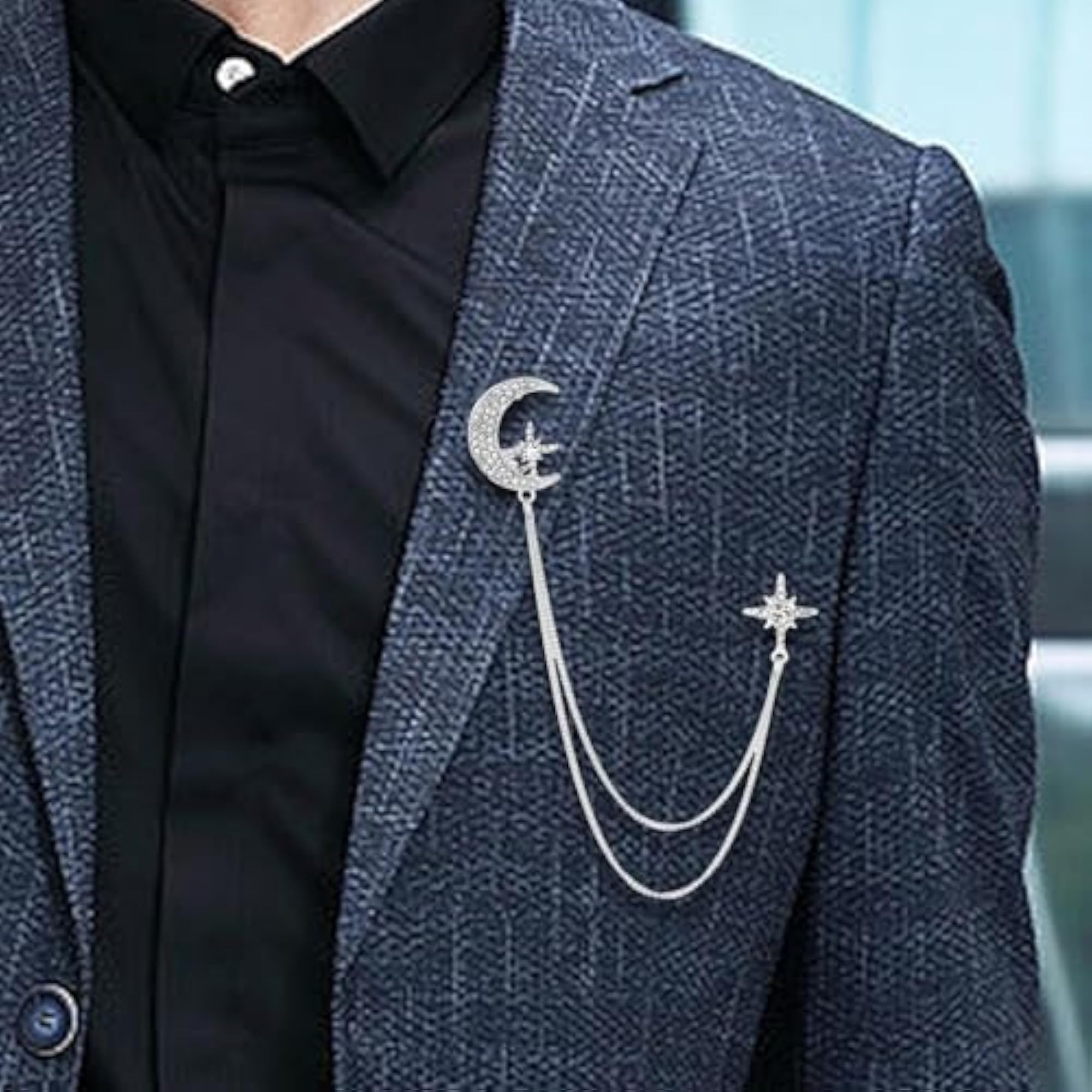 Chic Tassel Chain Brooch for Men, Durable Design