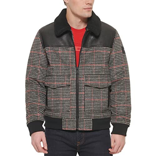 Image of Tommy Hilfiger Mens Mixed Media Wool Blend Sherpa Collar Bomber