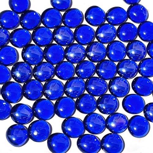 Glass Marbles, Mini Flat Glass Beads~100 PCS for Vase Fillers, Floral Bottom Mancala Gems Pebbles Fish Tank Rocks for Table Aquarium,Home Decor Art Craft Supplies (Dark Blue, 5 LB) Deal