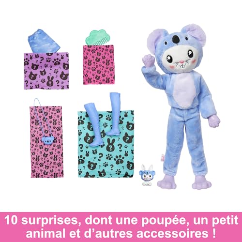 Barbie Coffret Cutie Reveal Avec Poupée Articulée, Amis En Peluche Et Accessoires Inclus, 4 Sachets-Surprises, Thème Costumes, À Collectionner, Jouet Enfant, A Partir De 3 Ans, HRK26
