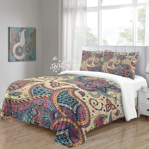 Housse de couette microfibre Paisley 140x200 lavable avec fermeture éclair - 8