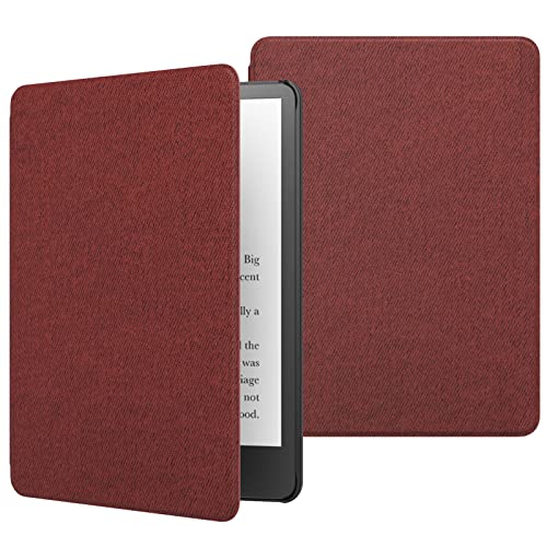 Custodia Compatibile con Kindle Paperwhite 11 ª Generazione 2021 e 2022 Schermo da 6.8 Protettiva Ultra Sottile Leggera per Lettore Ebook Denim Vino Rosso