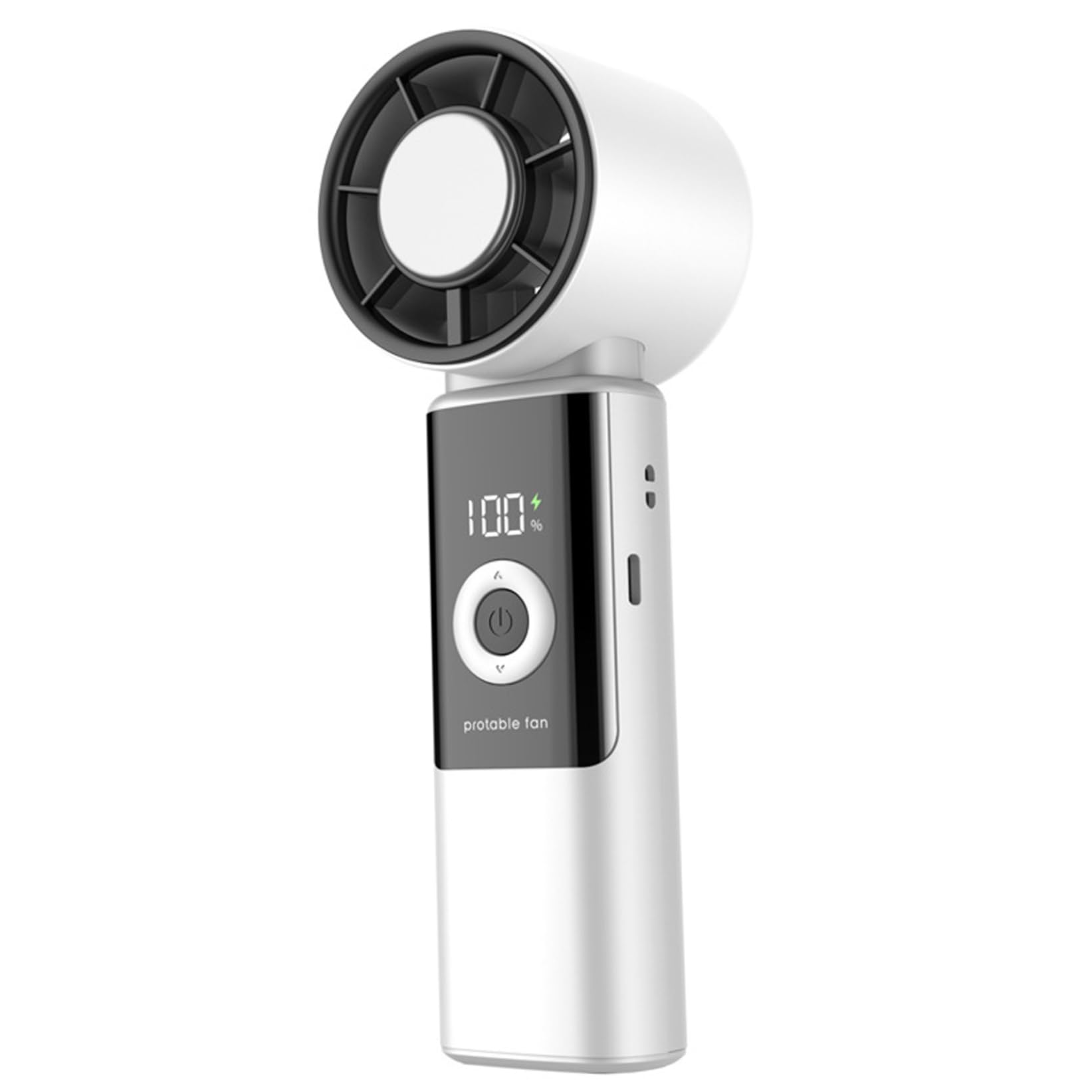 Bonalake Portable Handheld Fan, 3-in-1 Handheld Fan Rechargeable for Neck, Desk, or Hand Use, Mini Personal Fans with Smart Display, Turbo Fast Airflow, White Mini Rechargeable