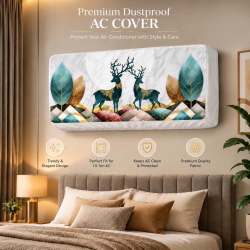 Image of Air Conditioning Dust Cover Folding Designer Ac Cover for Indoor Split Ac 1.5 ton (97 x 31 x 21.5 ), Polyester