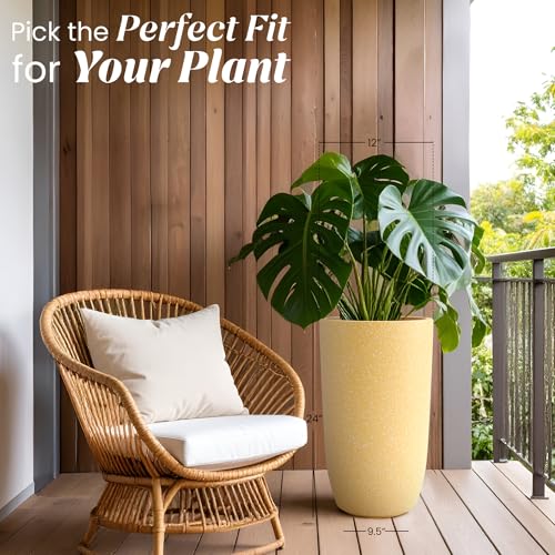 Image of YUCCABE ITALIA FOXB TPC 24 INCH Pots for Plants Highly Durable Polymers Lightweight Indoor Outdoor Plant Pots, Flower Pot Gamla Tree Planter Container Planters for Living Room, Balcony, Garden