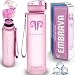 Embrava Best Sports Water Bottle - 32oz Large - Fast Flow, Flip Top Leak Proof Lid w/One Click Open - Non-Toxic BPA Free & Eco-Friendly Tritan Co-Polyester Plastic (Pink)