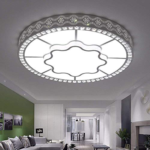 Plafonnier moderne LED circulaire télécommandé en cristal 50cm à luminosité variable GZZ Deng