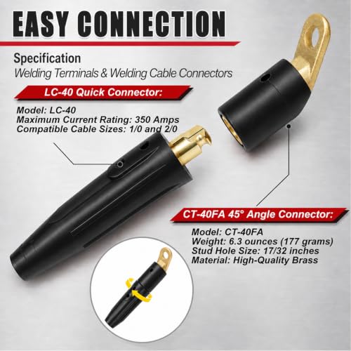 Image of 4PC CT-40FA Welding Terminal Connector, Welding Lug Connectors Adapter