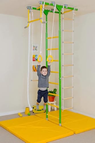 Comet 1: Kids Indoor Home Gym Swedish Wall+Rope Ladder+Rings+Trapeze