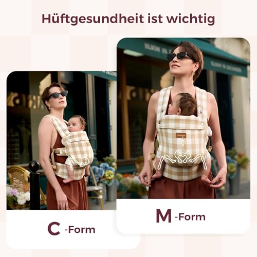 Momcozy Baby-Trage aus Natur-Baumwoll-Leinen: Besonders langlebig, ergonomisch, leicht & komfortabel - Hände-Frei für Mütter & Väter… – Ansicht 6