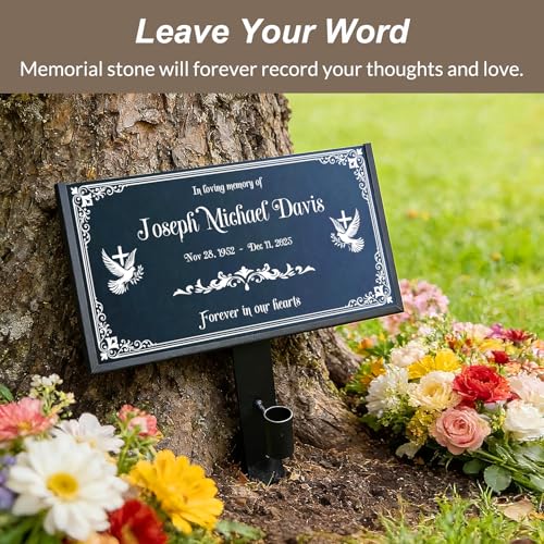 Image of Natural Granite Tombstone, Personalized Memorial Grave Marker