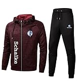 LOUKCUILUN Herren Sportswear Anzug Schalke 04 Logo Kapuzenjacke und Sporthose, Outdoor Casual Zip Jogginganzug Cardigan Trainingsanzug Ausrüstung/B/M