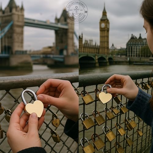Image of Vintage Heart Shape Mini Brass Padlock with Keys Anti-Theft Decorative Lock for Bag, Travel Suitcase, Jewelry Box, Treasure Chest & Home Storage