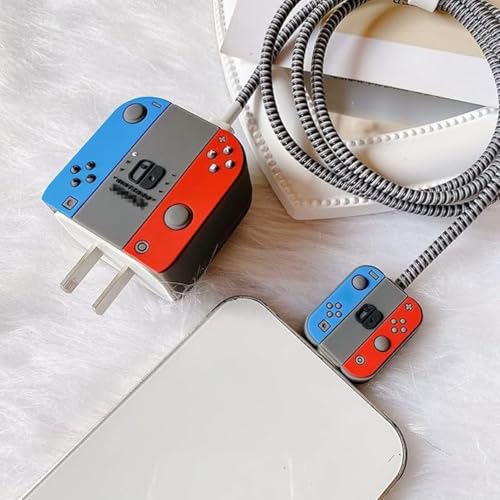 Image of Like Star Protective Case Cover 4in1 Compatible with Apple 20W /18W iPhone USB-C Power Adapter Charger Protection Case & Wire Saver,3D Cartoon Character 360Degree Protection Cover(Nintendo Switch)