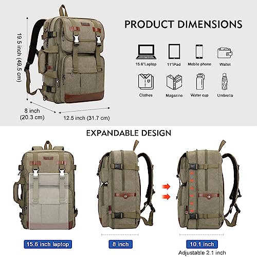 Image of WITZMAN Canvas Travel Backpack for Men Large Laptop Backpack Fit 16 inch Carry-on Airline Approved Shoulder Rucksack