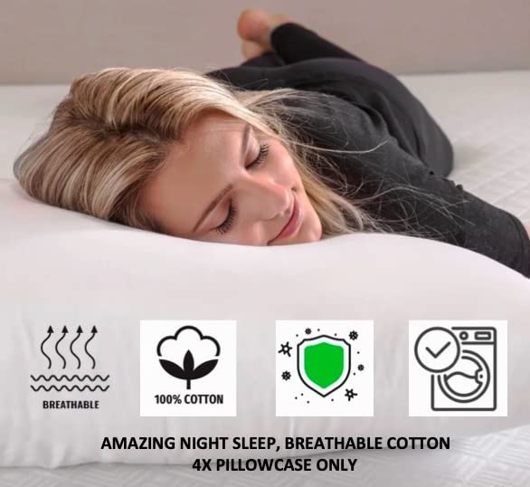 ZSYY 100% Egyption Cotton Pack of 4 Housewife Pillowcase 250 Thread Count size 50 X 75 CM, White - Image 3