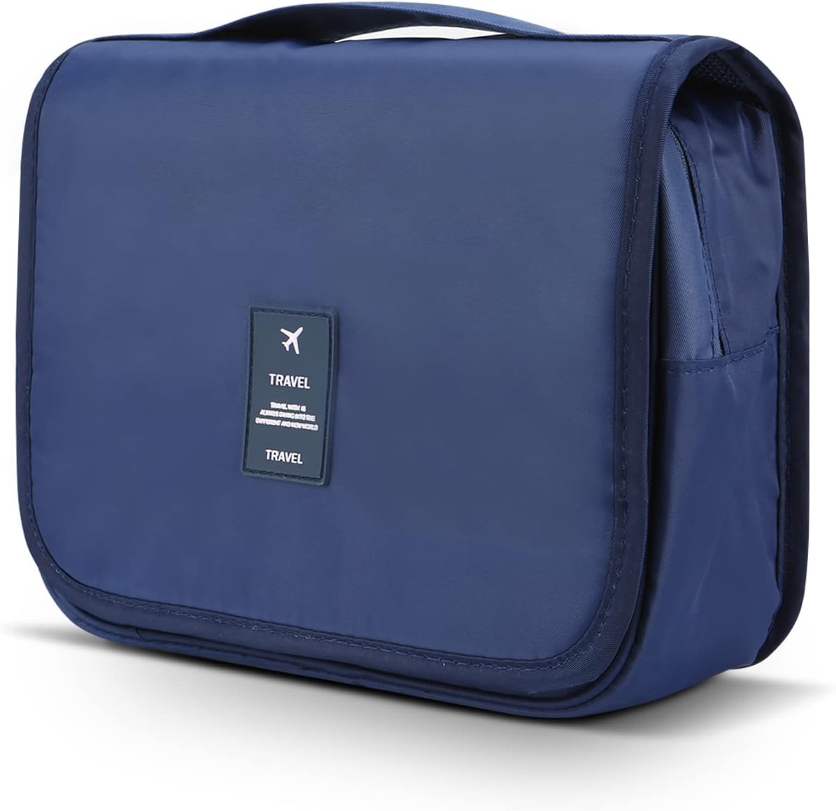 Mossio Polyester Travel Bag, Water Resistant Storage Toiletries Accessory with Mesh Pockets Dark Blue (22.9 X 20.3 X 0.3 Cms, Cosmetic Bag)