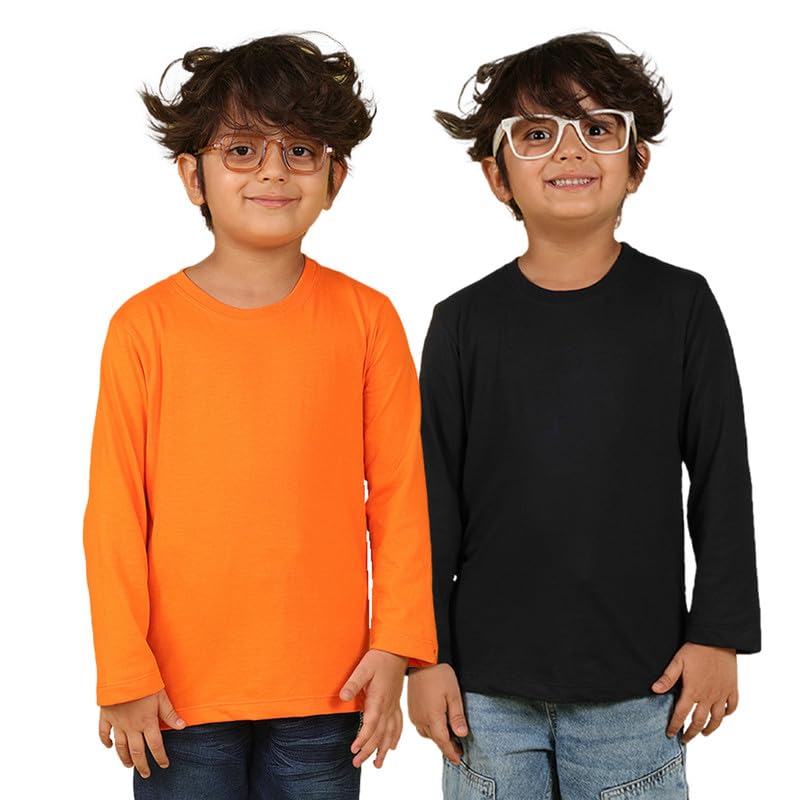 Image of Nusyl Boys Solid Cotton Blend Tshirts - Soft & Comfortable Full-Sleeves T-Shirts | Casual Wear for Kids & Teen Boys | Full Sleeves T-Shirts |- NUBCTSF001-PO2-1