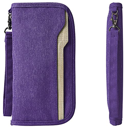 Image of ZOPPEN Passport Holder Family RFID Passport Wallet, Passport Holder Women /Men, Travel Wallet Documents Organizer Zipper Case with Removable Wristlet Strap, Travel Essentials for Flying, #09 Purple,