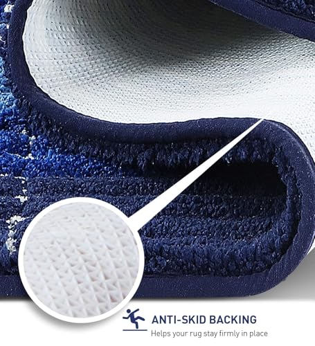 Image of Obsessions Soft & Plush Bath Mat | Quick Dry, Stain & Skid Resistant | Luxuriously Soft, Long Lasting Color | TPR Latex Backing, Size 40x60 cm, Light Blue & Cobalt Blue