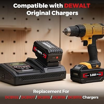 6A Fast Charger Compatible with Dewalt 20V MAX Battery,Replacement for DCB102/DCB107/DCB115/DCB118/DCB1112 Chargers