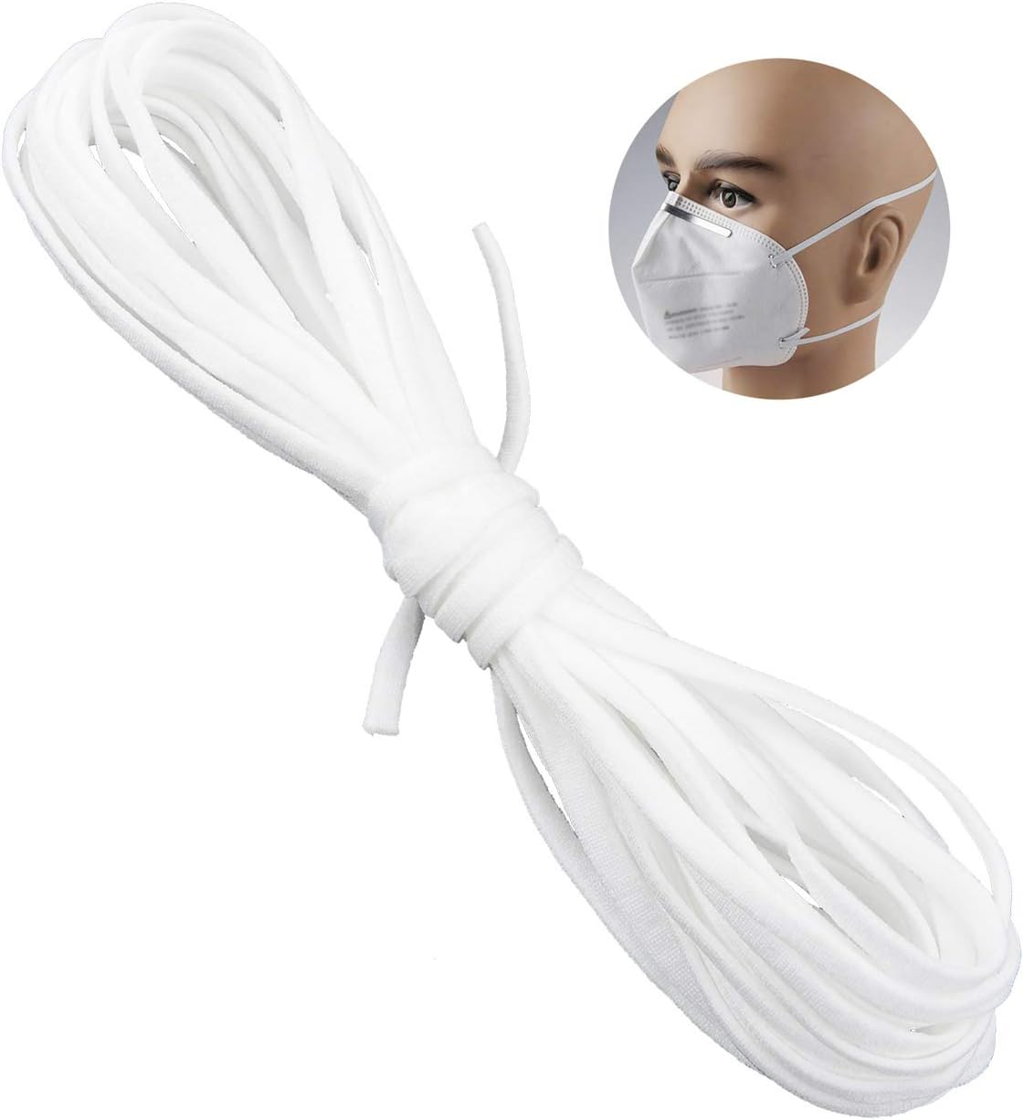 25 Yard 1/4 Inch Wide Elastic String Cord Bands Rope for Sewing Crafts DIY Mask (1/4 Inch 25 Yards)