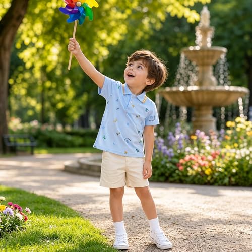 Image of Volunboy Baby Boy Summer Clothes Short Sleeve Polo Shirts Shorts Set Pique Beach Outfits