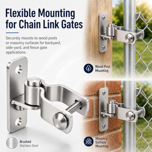 Image of 2-Pack Heavy Duty Wall Mount Gate Hinges for Chain Link Fence, 1-3 /8 inch OD Pipe Farm Gate Hardware with 5 /8 inch Male Pin, Outdoor Metal Gate Hinges