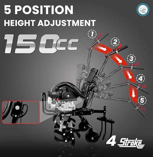 Image of DVI 150CC Tiller /Cultivator /Weeder with 4 Stroke High Power Petrol Engine for Weeding,Cultivating in Every Type of Soil | Cultivating to Prepare Soil for Planting (with Cultivator Attachment)