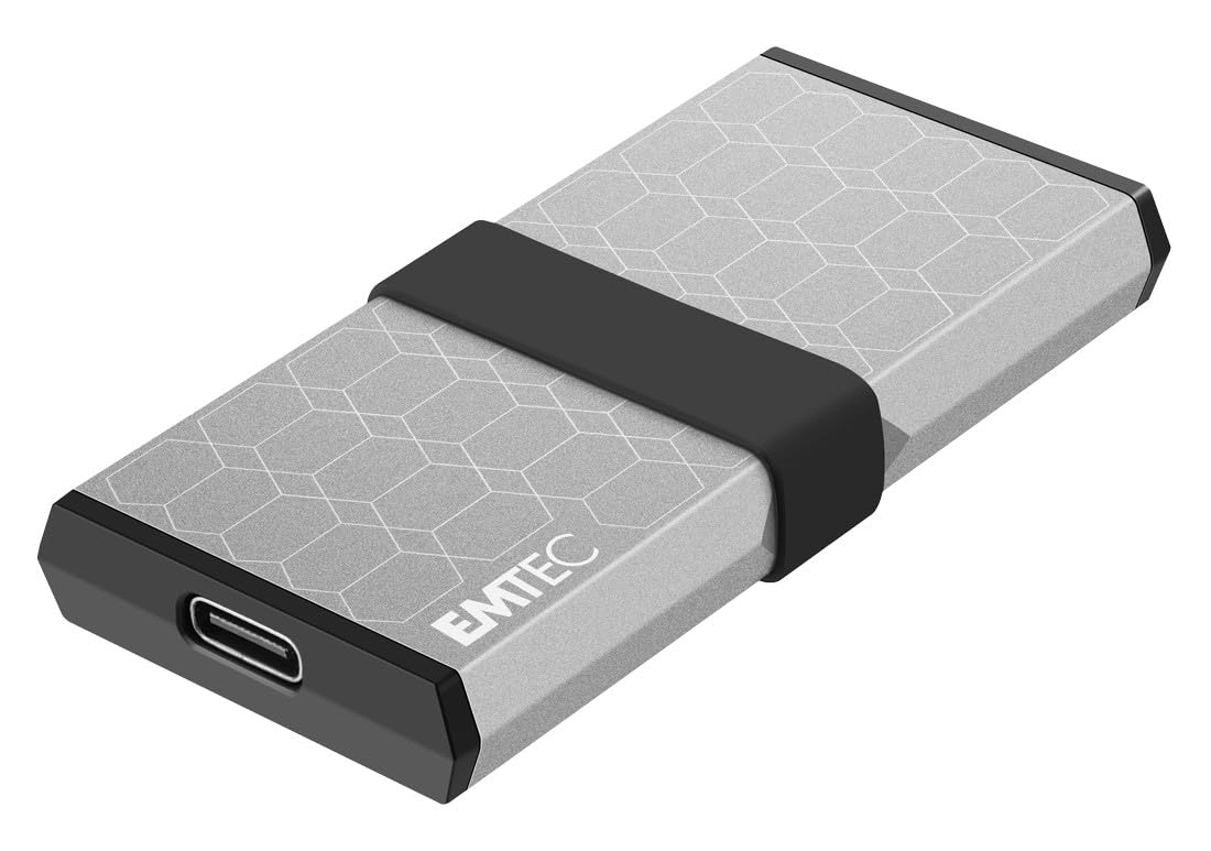 EMTEC - SSD portatile X205 Mini - 1TB - Fino a 1100 MB/s in riproduzione - USB-C 3.2 Gen2 - Custodia in alluminio - Compatto e Leggero - Alta velocità di trasferimento