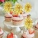 40pcs Foil Firework Cupcake Toppers Happy Birthday Cupcake Toppers Sparkle Tinsel Cupcakes Picks Cocktail Fruit Toothpick for Birthday Wedding Graduation Party Cake Decorations (Gold)