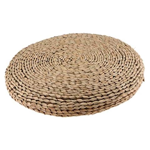 HUAWELL Japanese Traditional Tatami Round Braided Nature Handmade Straw Woven Seat Cushion Yoga Round Mat Zafu Chair Cushion (19.7 Inch) Cover