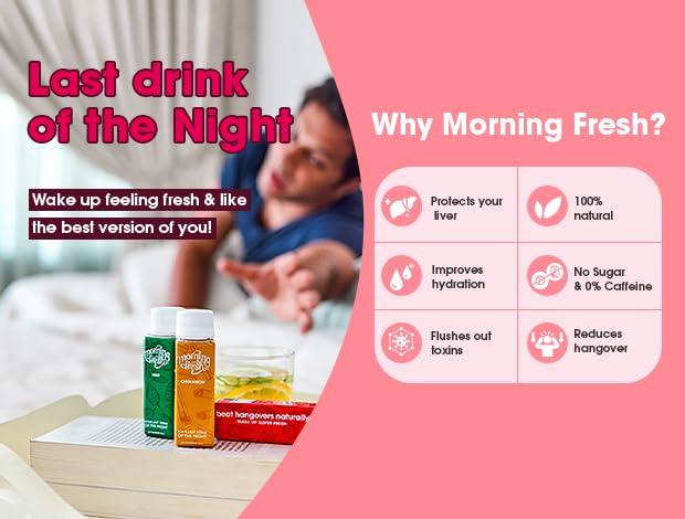 Morning Fresh Detox Drink - Liver Protection, Reduces Hangovers, Flushes Out Toxins (Strawberry Flavor, Size : 60 Ml) Pack of 4 2