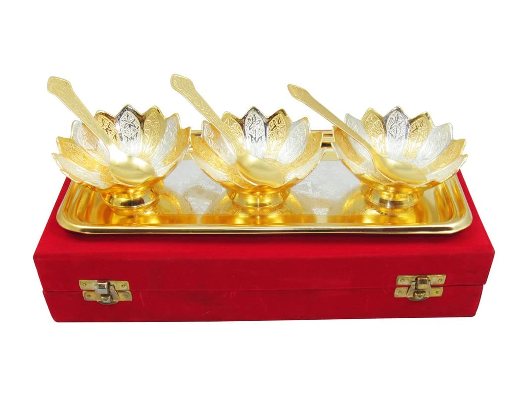 Pooja Thali plaqué argenté 3 pouces Deco Alankaram pack de 5 idéal pour cadeau de maison