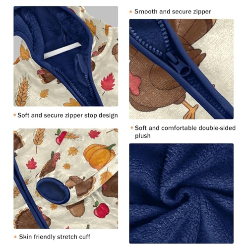 CHIFIGNO Cartoon Turkeys Toddler Boy Fleece Zip up Jacket, Warm Lightweight Fleece Outerwear Jackets 3T3