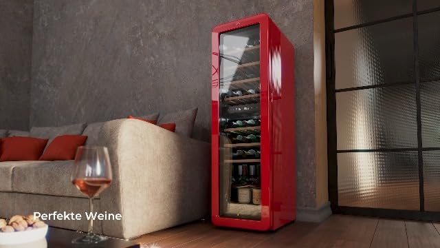 Bild 6 - Cecotec Weinkühlschrank 18 Flaschen Retro Bolero Grandsommelier Origin 18 Hit Beige. Beige mit LED-Steuerung, Temp. 5-20ºC, Kompressor, NoFrost, Holzregale, Innenbeleuchtung, Belüftung