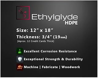 Black HDPE Sheet. Starboard Texture, Marine Board, Cutting Board, High Density Polyethylene Plastic Sheet, DIY Project Material. Nominal Cut +(-) 1/8". Fabricated in USA. 12" x 18" (3/4" Thick)