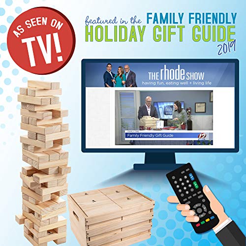 Giant Tumbling Timber Toy - 60 Extra Jumbo Wooden Blocks Floor Game for Kids and Adults, w/ Storage Crate/Game Table-No Assembly Required - Premium Pine Wood, Life Size- Grows to Over 6-feet - Thumbnail 6
