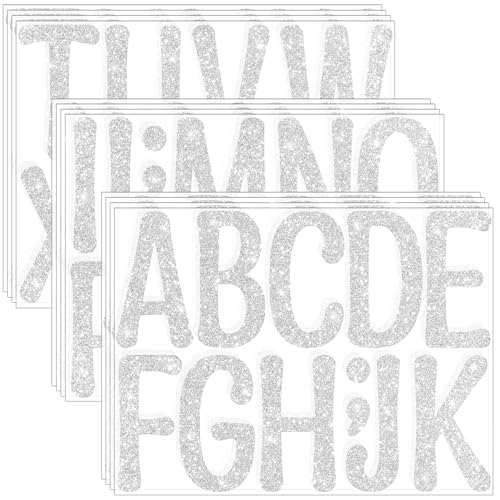 Image of Glitter Letter Stickers, 4 Inch Large Letters for Poster Board (Silver)