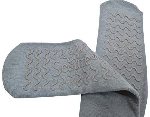 2 Pairs of Ultra Soft Non-Slip Grip Slipper Socks, Gray - Fall Injury Prevention Hospital Sock for Safety, Comfort and Warmth - All Around Tread Pattern3