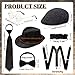 GIFIKOI 1920s Mens Costume Accessories Outfit Fedora Hat Vintage Pocket Watch Bow Tie Suspenders Roaring 20s Costumes Gangster Roaring Accessories for Gatsby Party Cosplay Black