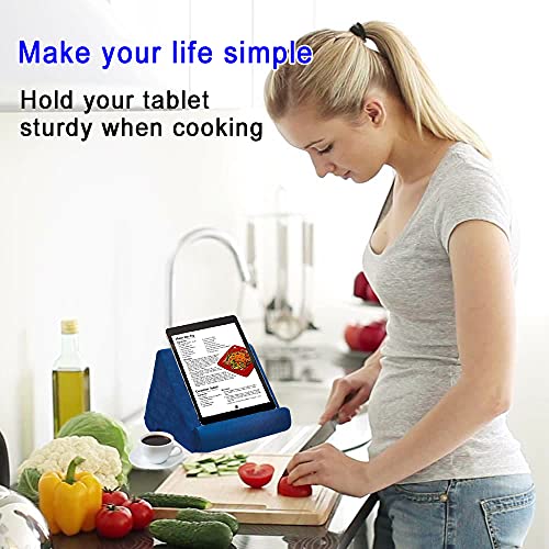 SAMHOUSING Tablet Pillow Stand - Tablet Holder Dock for Bed with Multi-Viewing Angles, Compatible with iPad Pro 9.7, 10.5,12.9 Air Mini 4 3, Kindle, Galaxy Tab, E-Reader (Blue) - Thumbnail 4