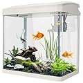 Fish Tank, 17L Glass Aquarium with Filter System, LED Lights, Water Pump, Betta Fish Tank for Goldfish, Shrimps, White