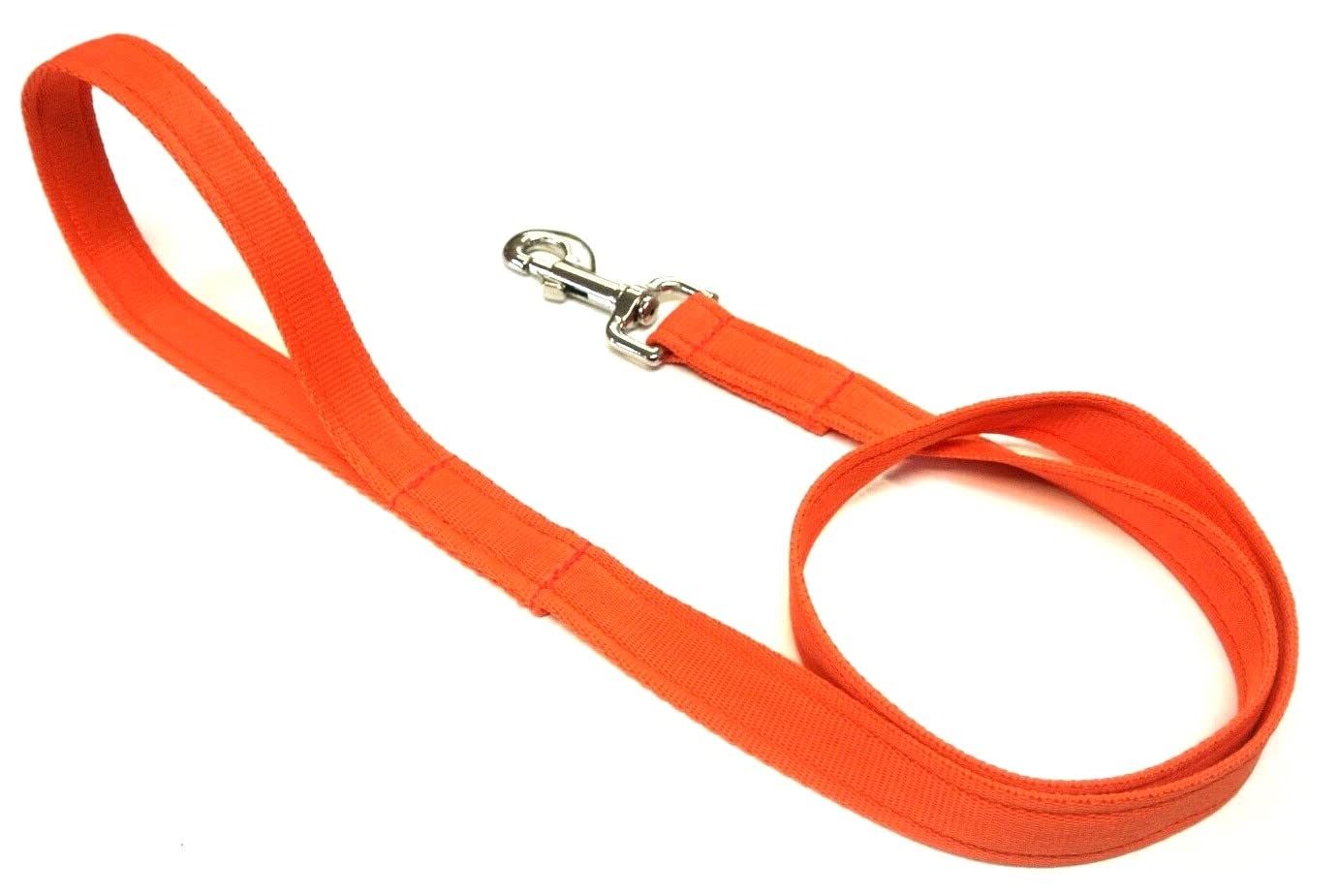 45" Short Dog Lead Close Control Walking Leash Training Handle In Strong And Durable Cushion Webbing (Orange, 25mm)