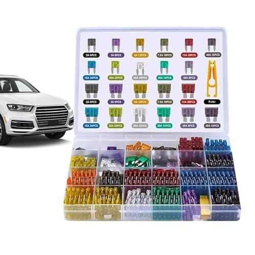 Kit surtido de fusibles para automóvil,Kit surtido de fusibles para automóvil,Kit surtido de fusibles para automóviles estándar - Tamaño mediano y pequeño, aleación de aluminio, 300 piezas para vehícu