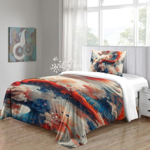Parure de lit microfibre douce anti-plis 135x200 avec fermeture éclair motif dragon - 5